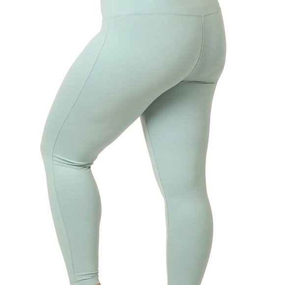 ZENANA PLUS PREMIUM MICROFIBER WIDE WAISTBAND LEGGINGS-DUSTY GREEN ONLY Sz 1x-3x - Picture 2 of 4